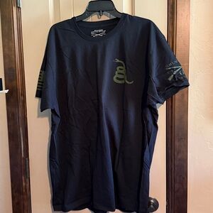 Grunt Style Black Tee with Green Snake Graphic